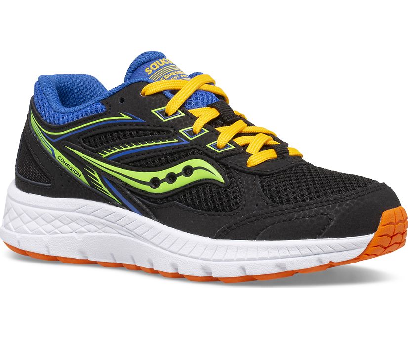 Kids' Saucony Big Cohesion 14 Lace Sneaker Running Shoes Black Multicolor | UK-96385