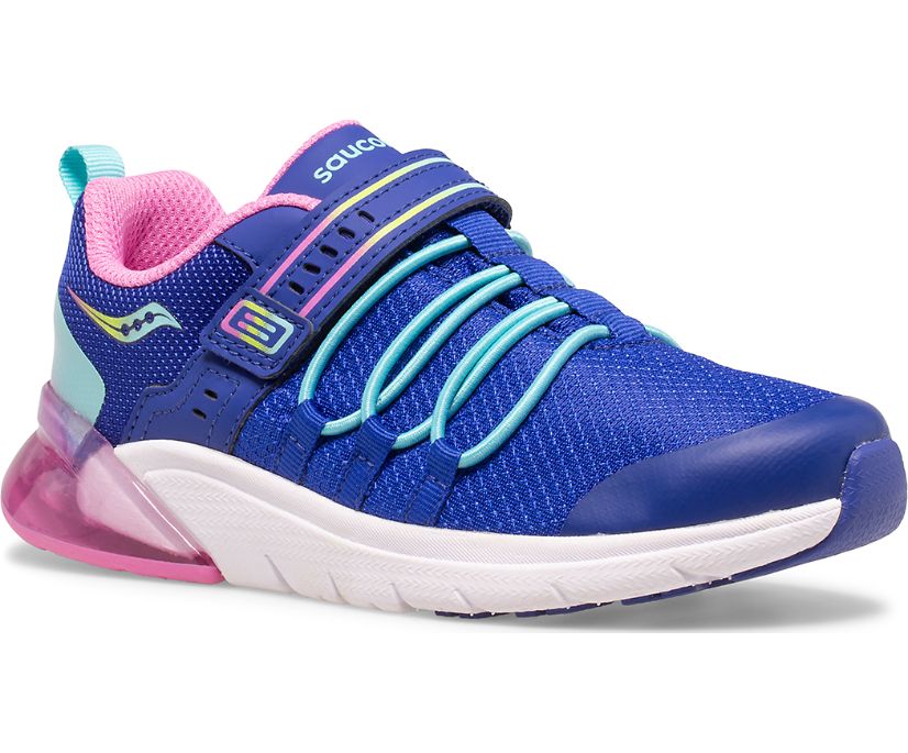 Kids' Saucony Big Flash Glow 2.0 Sneaker Running Shoes Navy Pink Multicolor | UK-39052