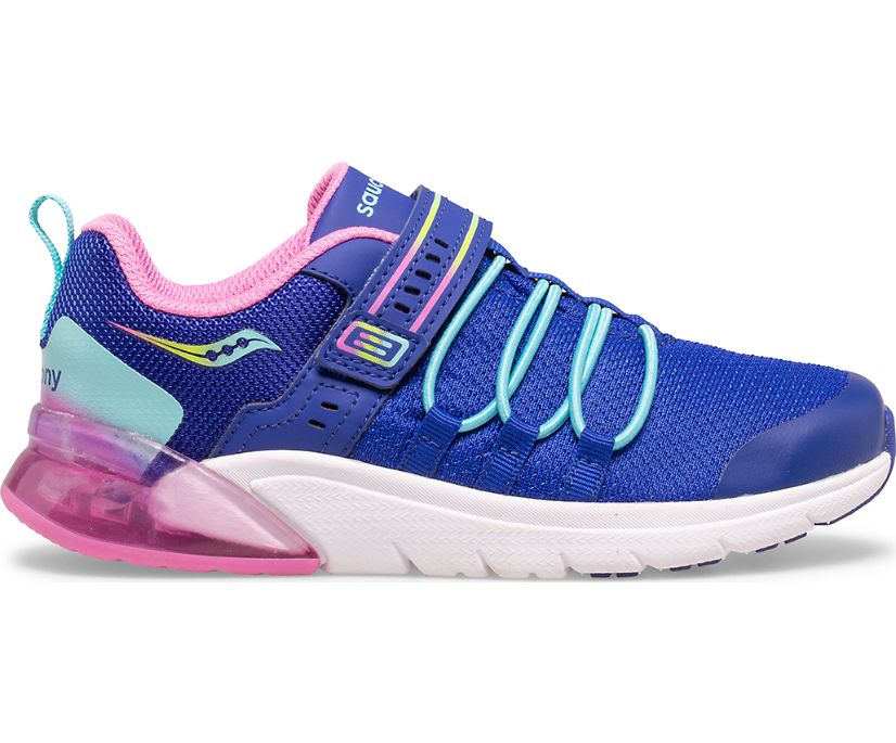 Kids\' Saucony Big Flash Glow 2.0 Sneaker Running Shoes Navy Pink Multicolor | UK-39052