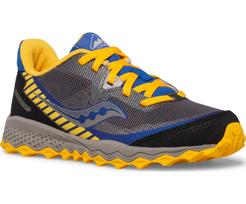 Kids' Saucony Big Peregrine 11 Shield Sneaker Running Shoes Grey Blue Gold | UK-95867