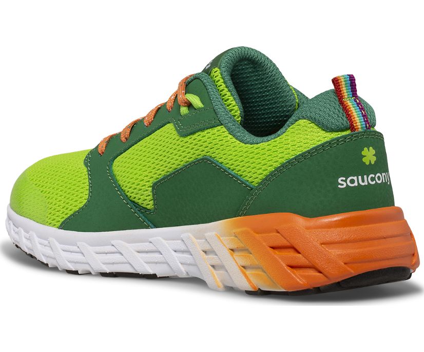 Kids' Saucony Big Wind 2.0 Lace Sneaker Running Shoes Green Orange | UK-59027