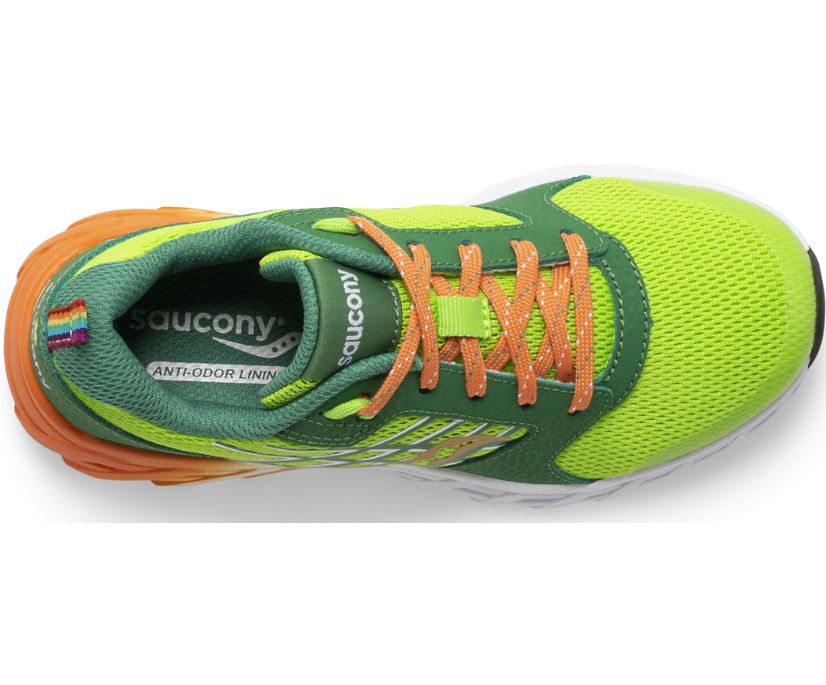 Kids' Saucony Big Wind 2.0 Lace Sneaker Running Shoes Green Orange | UK-59027