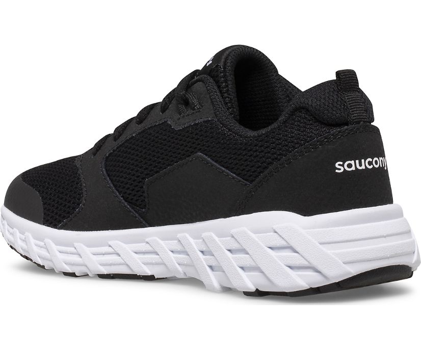 Kids' Saucony Big Wind 2.0 Lace Sneaker Running Shoes Black White | UK-98142