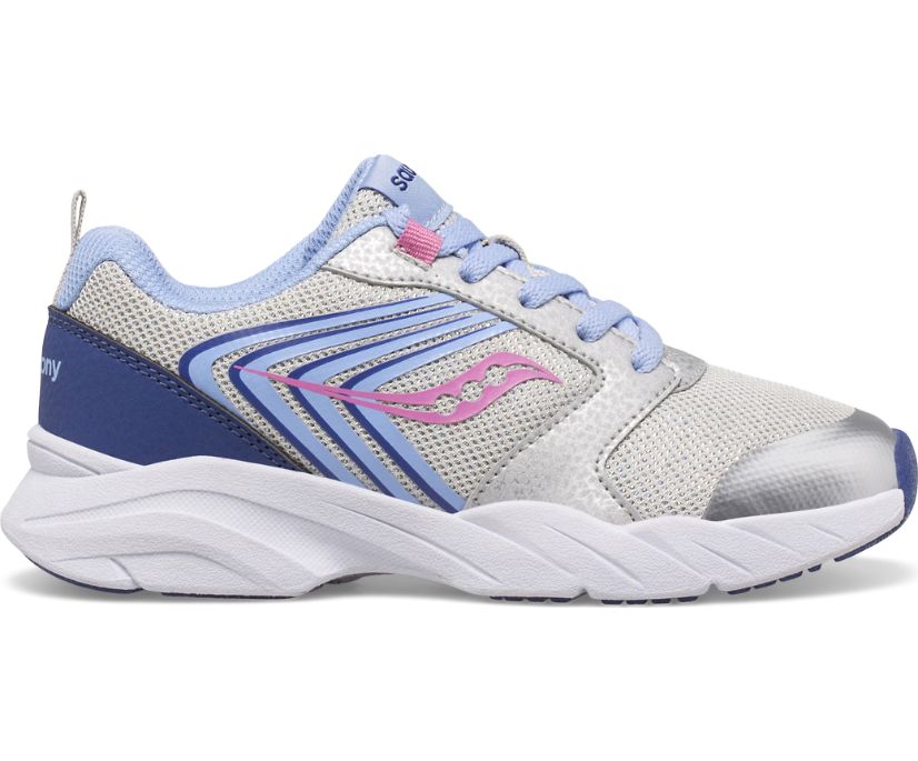 Kids\' Saucony Big Wind Fst Lace Sneaker Running Shoes Silver Blue Pink | UK-30471