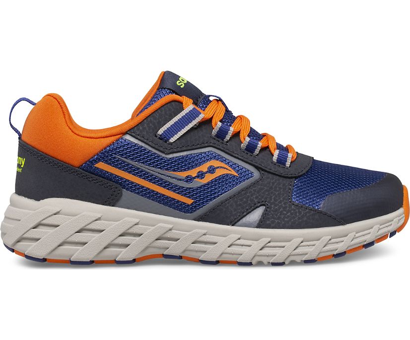 Kids\' Saucony Big Wind Shield 2.0 Sneaker Running Shoes Navy Grey Orange | UK-79824