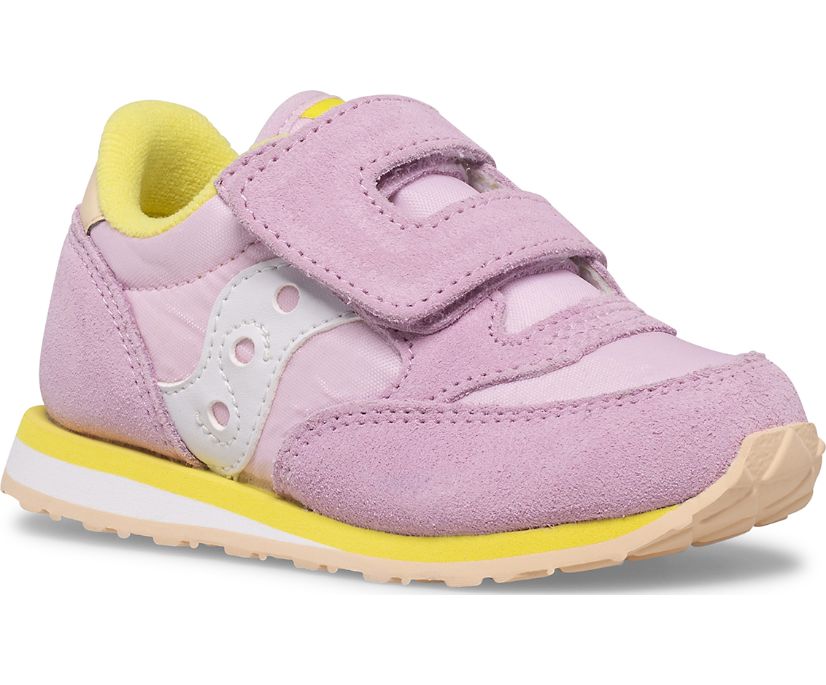 Kids' Saucony Jazz Hook & Loop Sneaker Running Shoes Pink Yellow | UK-75280