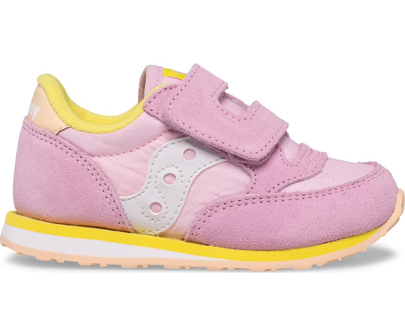 Kids\' Saucony Jazz Hook & Loop Sneaker Running Shoes Pink Yellow | UK-75280