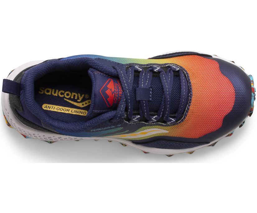 Kids' Saucony Peregrine 12 Shield Sneaker Running Shoes Blue Red Yellow | UK-36850