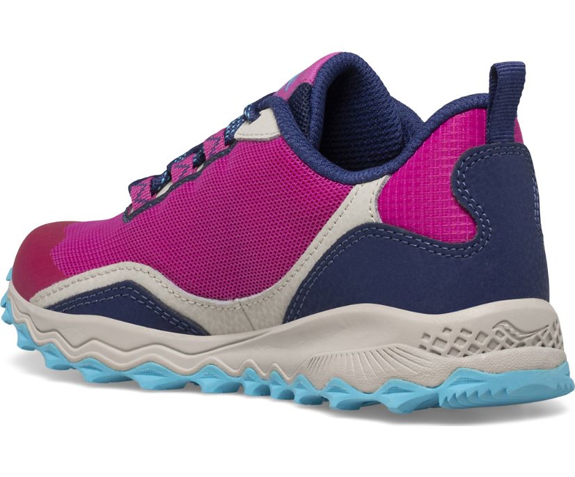 Kids' Saucony Peregrine 12 Shield Sneaker Running Shoes Navy Turquoise Pink | UK-96471