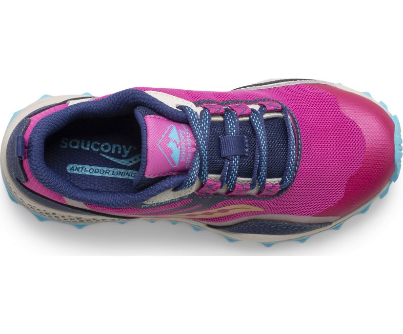 Kids' Saucony Peregrine 12 Shield Sneaker Running Shoes Navy Turquoise Pink | UK-96471