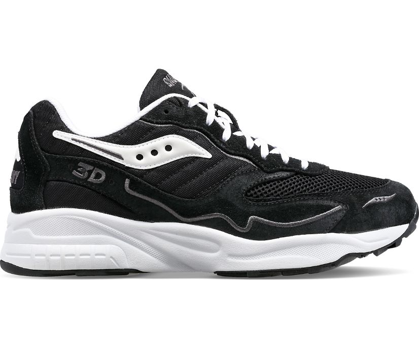 Men\'s Saucony 3d Grid Hurricane Sneakers Black White | UK-45762