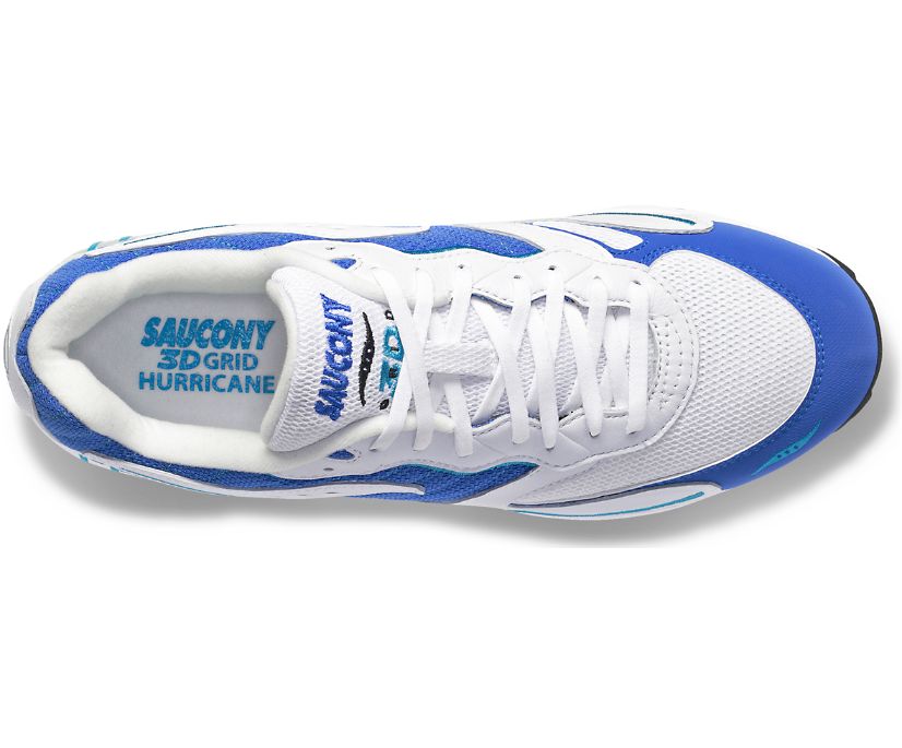 Men's Saucony 3d Grid Hurricane Sneakers White Royal | UK-76039