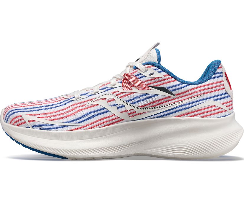 Men's Saucony Banner Ride 15 Running Shoes White Blue Red | UK-07935