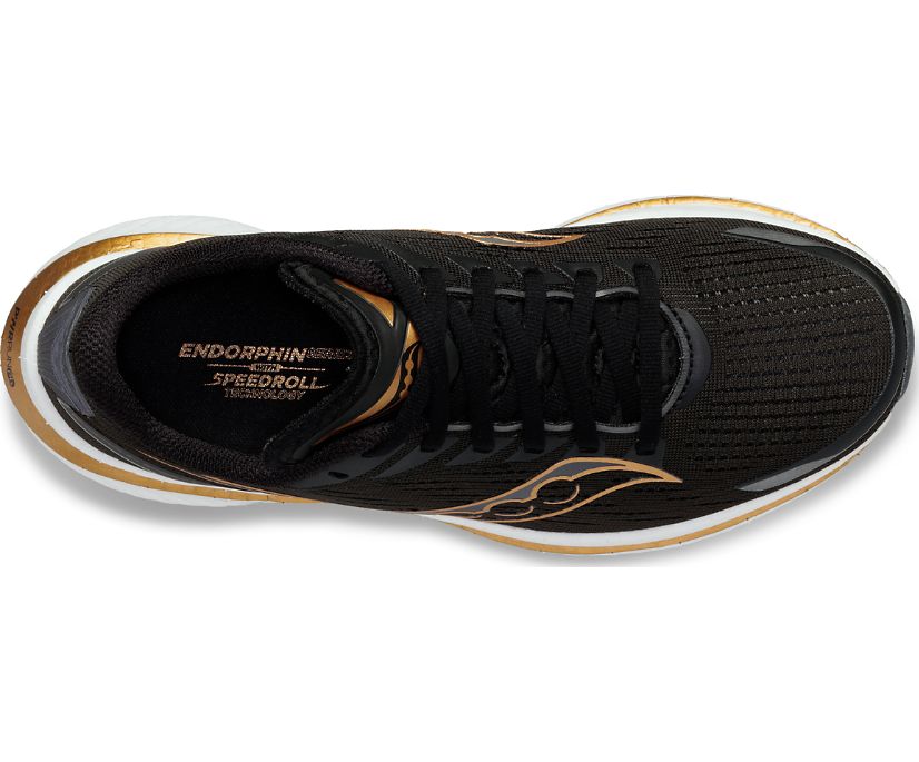 Men's Saucony Endorphin Speed 3 Running Shoes Black Gold | UK-13057