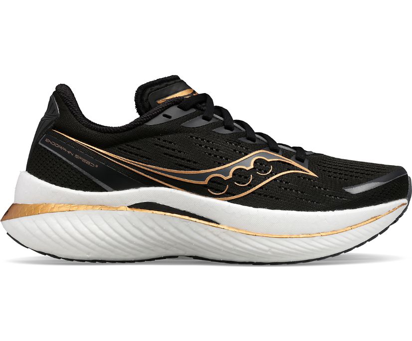 Men\'s Saucony Endorphin Speed 3 Running Shoes Black Gold | UK-13057