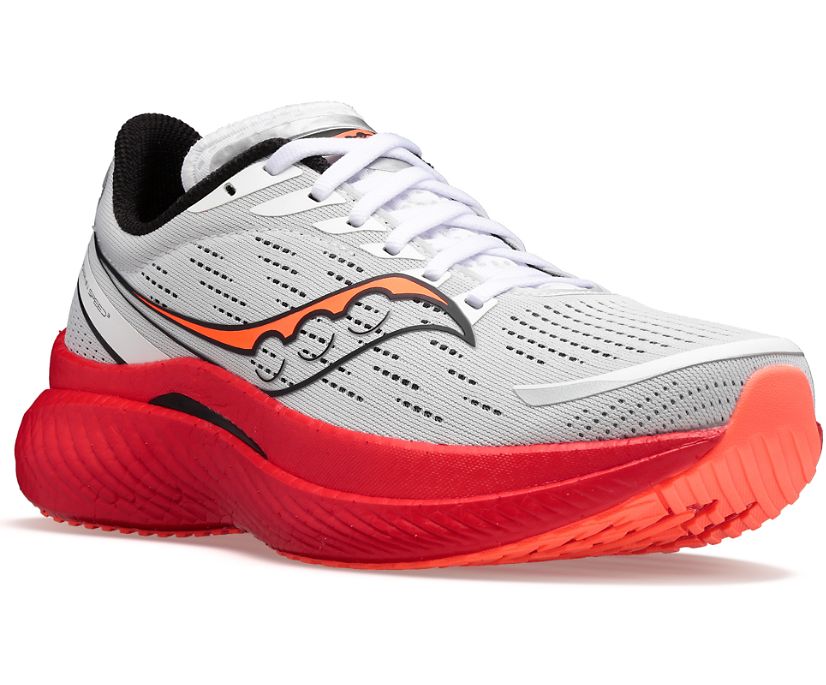 Men's Saucony Endorphin Speed 3 Running Shoes White Black Red | UK-58291