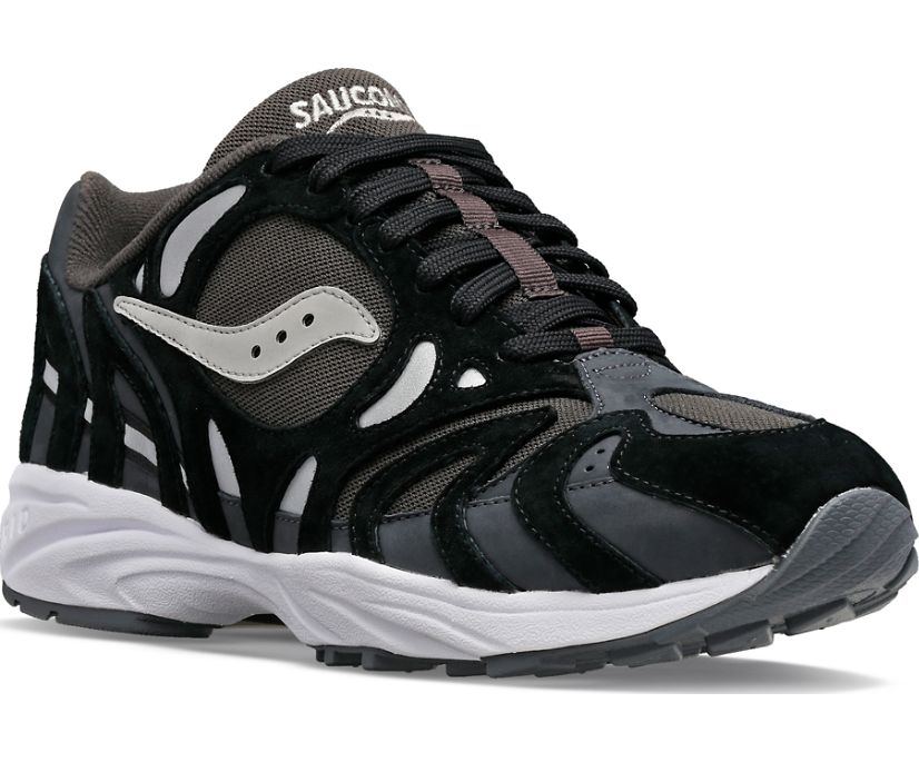 Men's Saucony Grid Azura 2000 Premium Sneakers Black Silver | UK-73420