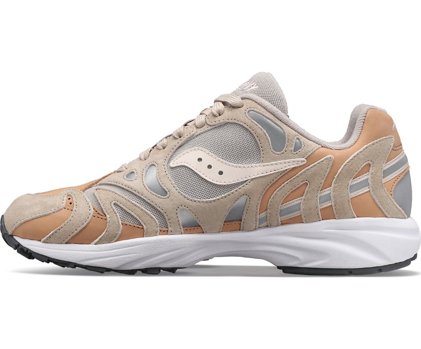 Men's Saucony Grid Azura 2000 Premium Sneakers Beige Silver | UK-82340