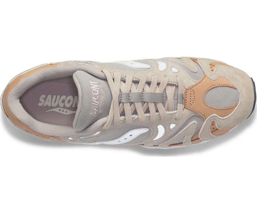 Men's Saucony Grid Azura 2000 Premium Sneakers Beige Silver | UK-82340