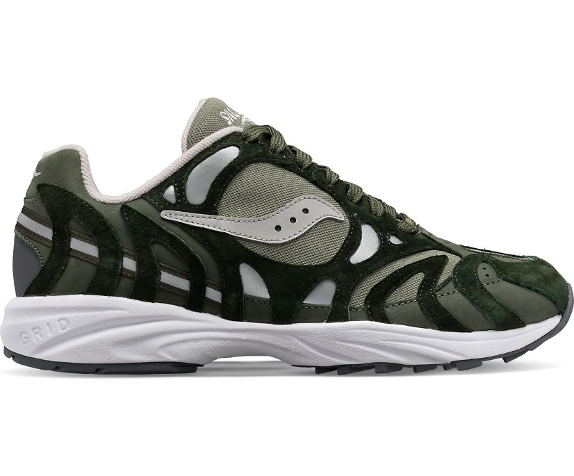 Men\'s Saucony Grid Azura 2000 Premium Sneakers Green Silver | UK-92816