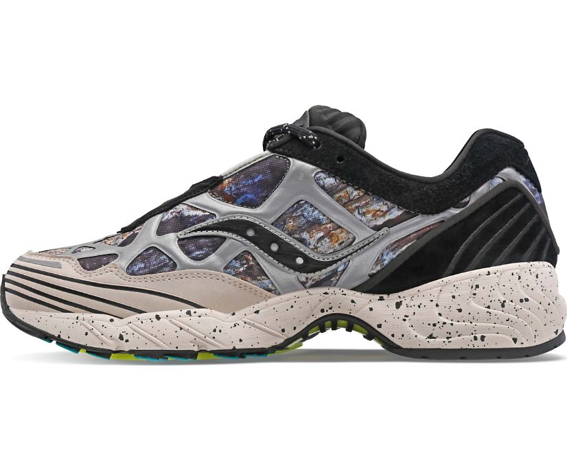 Men's Saucony Grid Web Reflect Camo Sneakers Grey Black | UK-68341