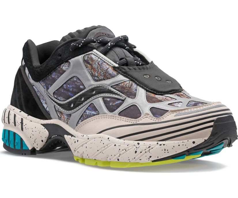 Men's Saucony Grid Web Reflect Camo Sneakers Grey Black | UK-68341