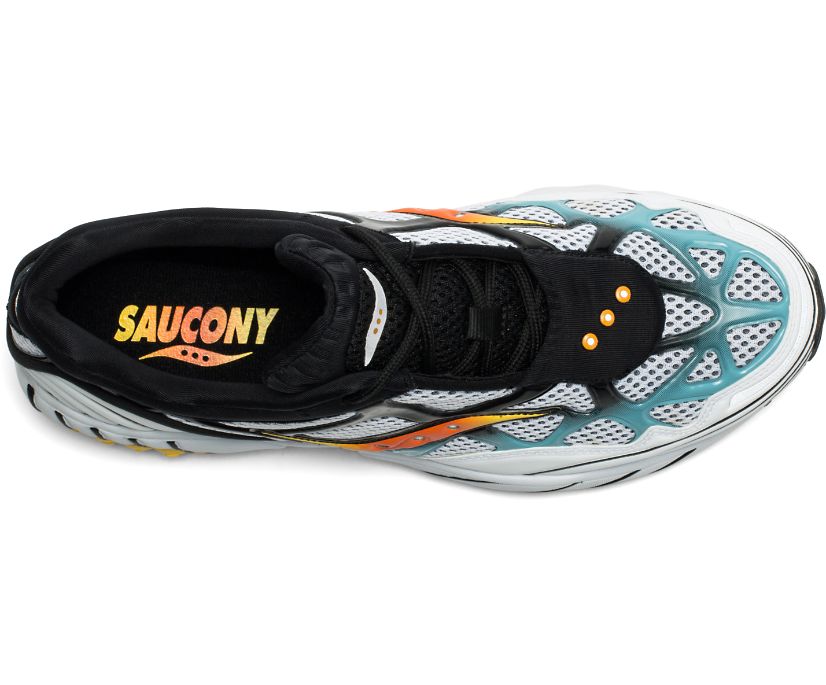 Men's Saucony Grid Web Sneakers White Grey Blue | UK-32065