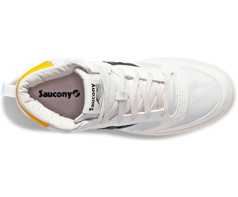 Men's Saucony Jazz Court High Premium Sneakers White Black | UK-40197