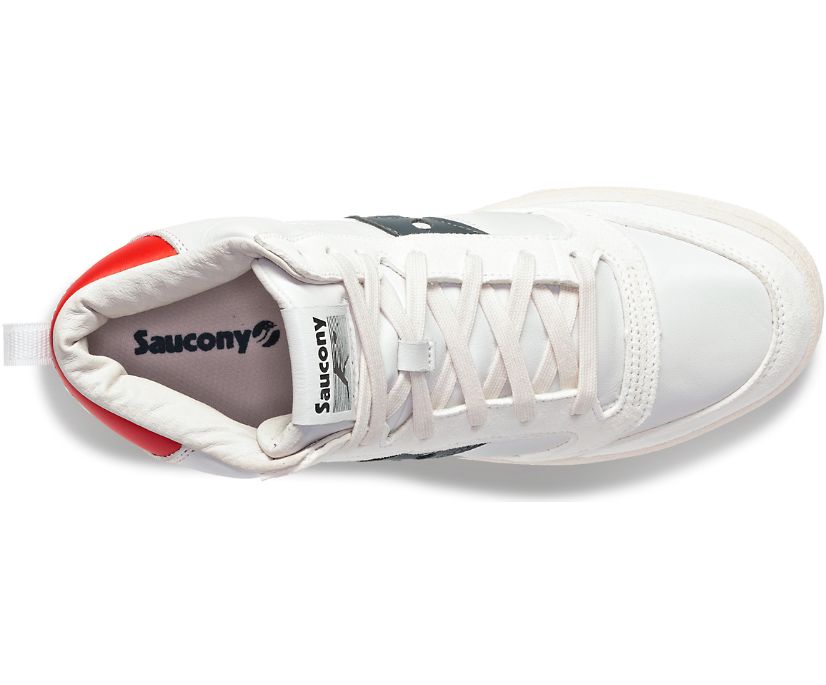 Men's Saucony Jazz Court High Premium Sneakers White Navy | UK-49387