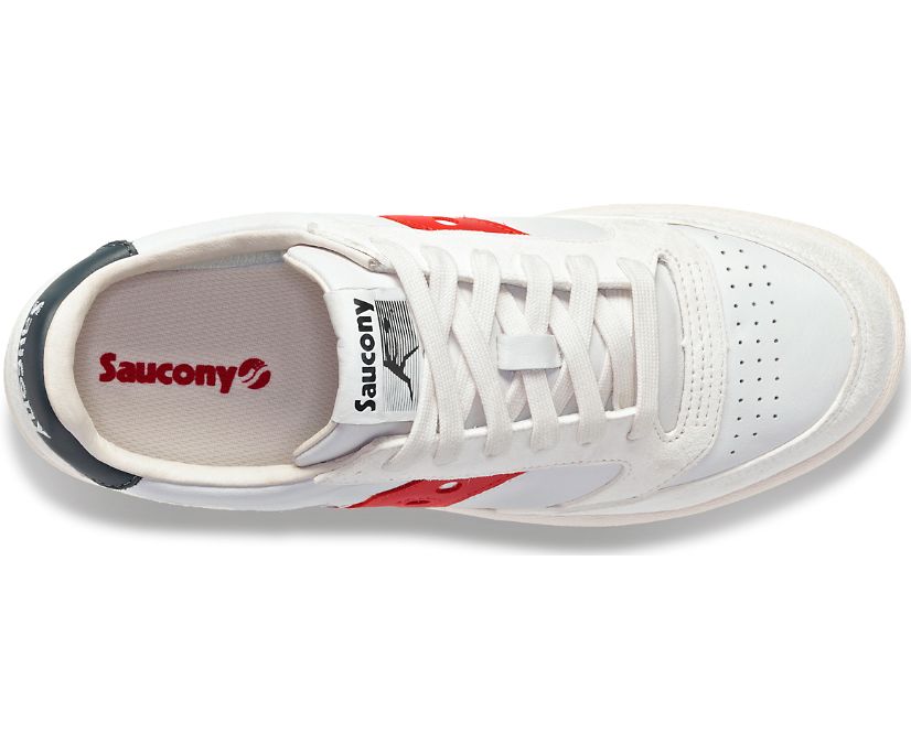 Men's Saucony Jazz Court Premium Sneakers White Red | UK-98657