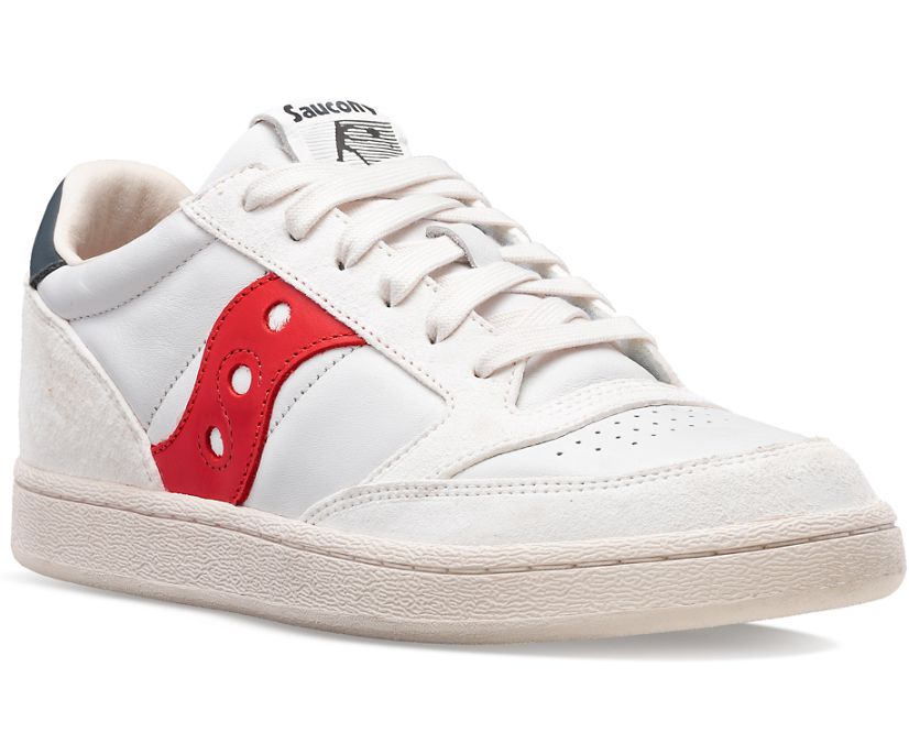 Men's Saucony Jazz Court Premium Sneakers White Red | UK-98657