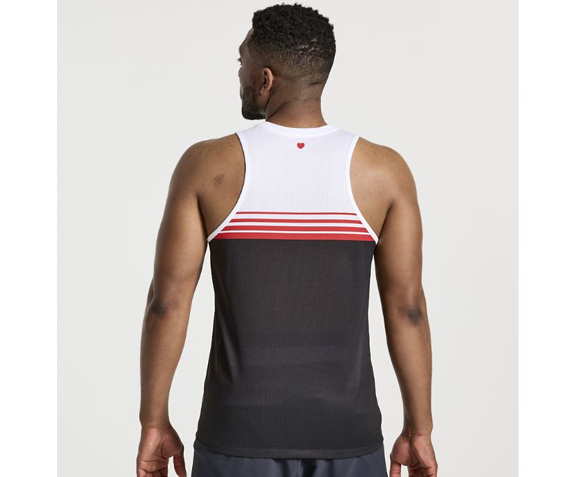 Men's Saucony Nyc Stopwatch Singlet White Black | UK-87162