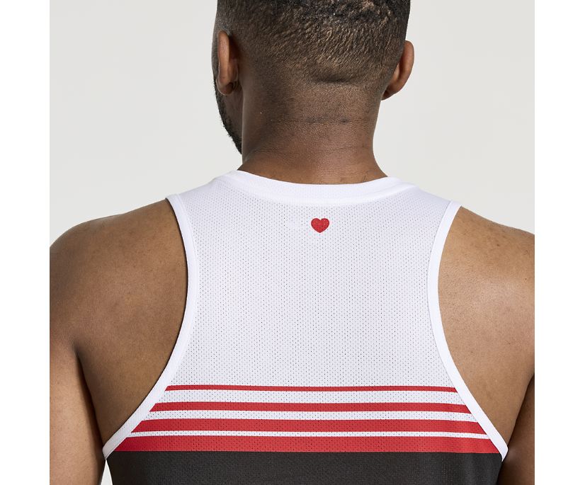 Men's Saucony Nyc Stopwatch Singlet White Black | UK-87162