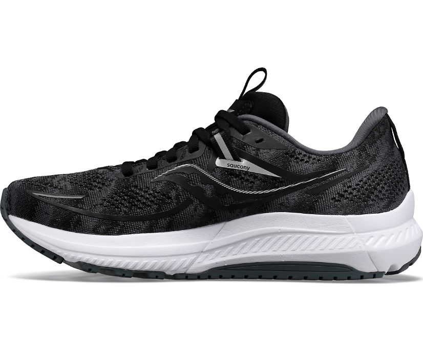 Men's Saucony Omni 21 Wide Walking Shoes Black White | UK-41870