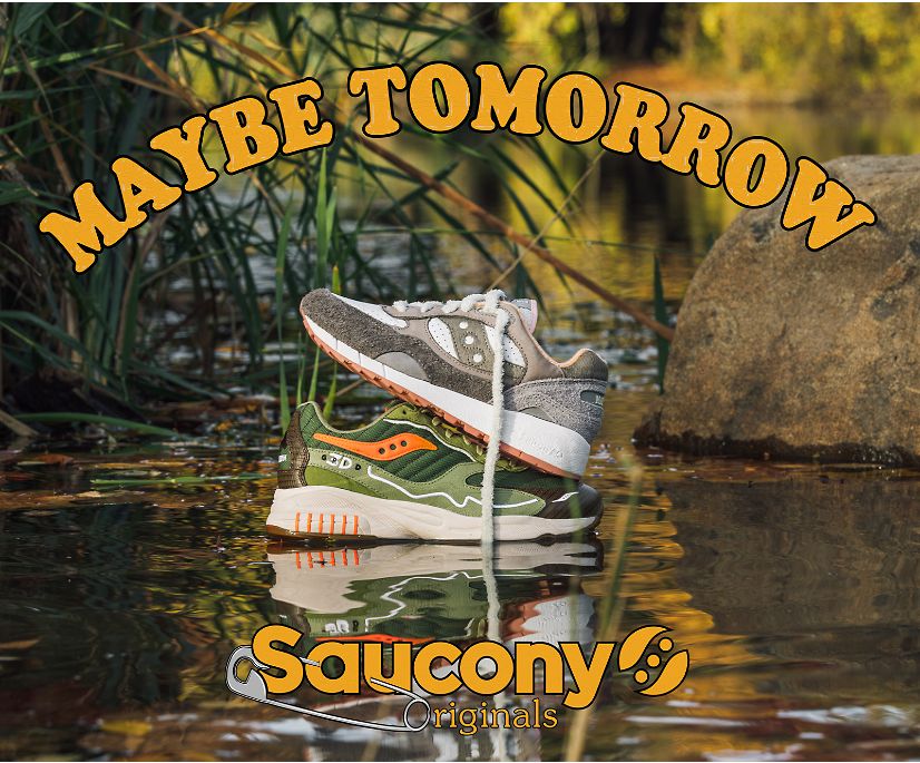 Men\'s Saucony Saucony X Maybe Tomorrow 3d Grid Hurricane And Shadow 6000 Sneakers Green Grey | UK-30278