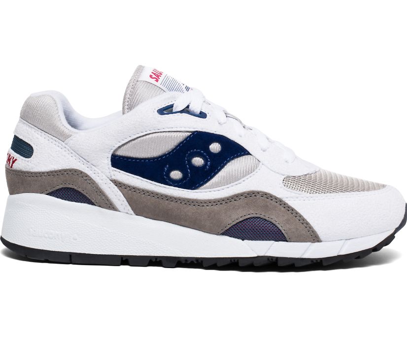 Men\'s Saucony Shadow 6000 Sneakers White Grey Navy | UK-47561