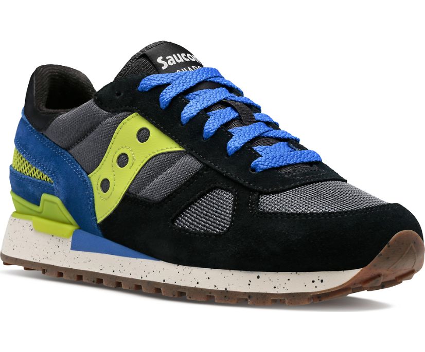 Men's Saucony Shadow Original Sneakers Black Light Green Blue | UK-20437