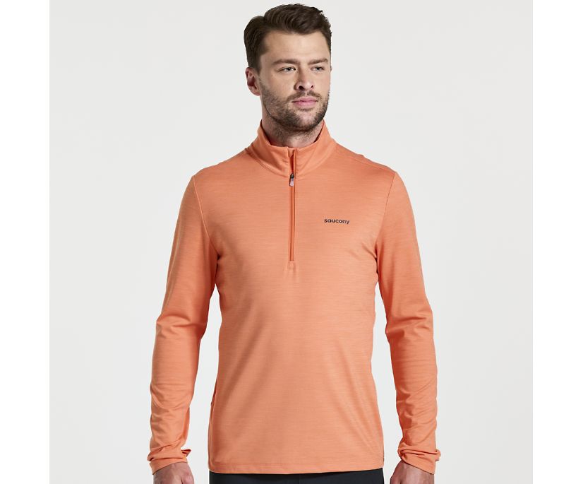 Men\'s Saucony Solstice 1/4 Zip Long Sleeve Orange | UK-87246