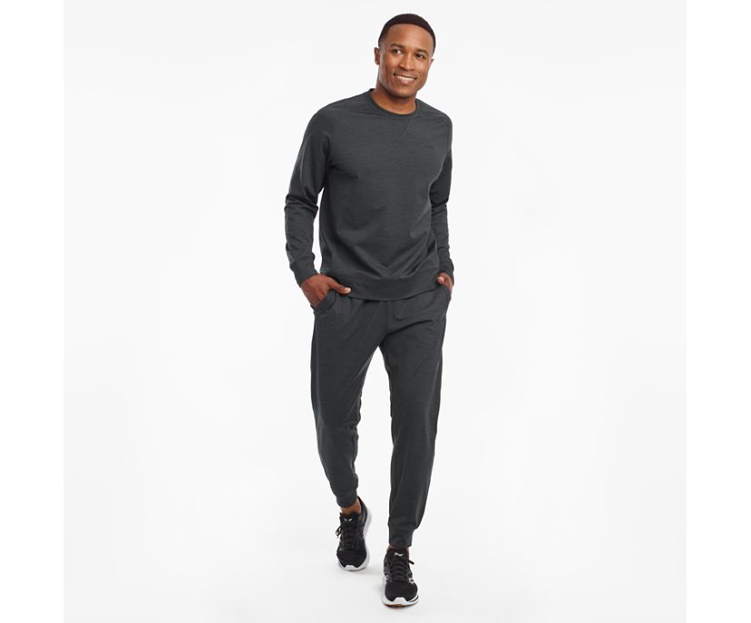 Men's Saucony Solstice Crew Long Sleeve Black | UK-30762