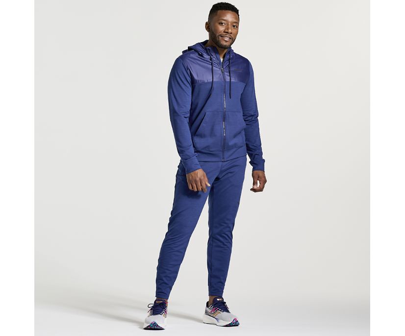 Men's Saucony Solstice Zip Hoody Jackets Blue | UK-02983