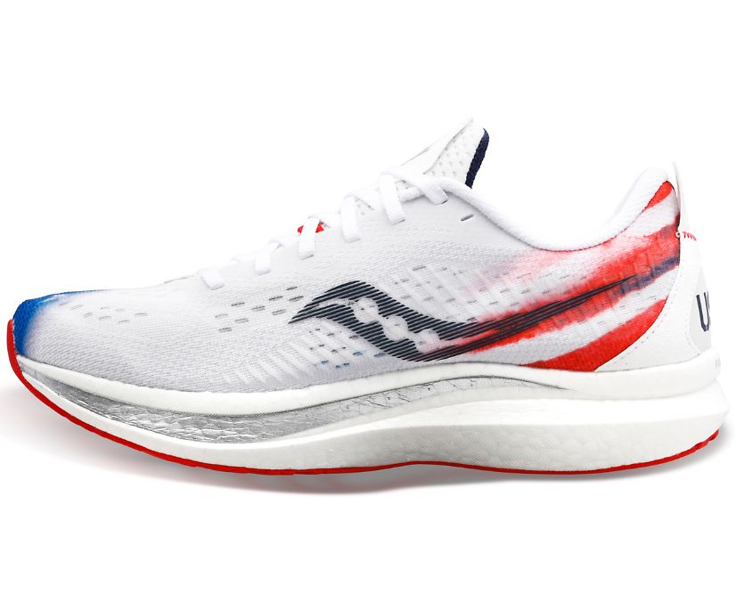 Men's Saucony Stars & Stripes Endorphin Speed 2 Running Shoes Red White Blue | UK-58270