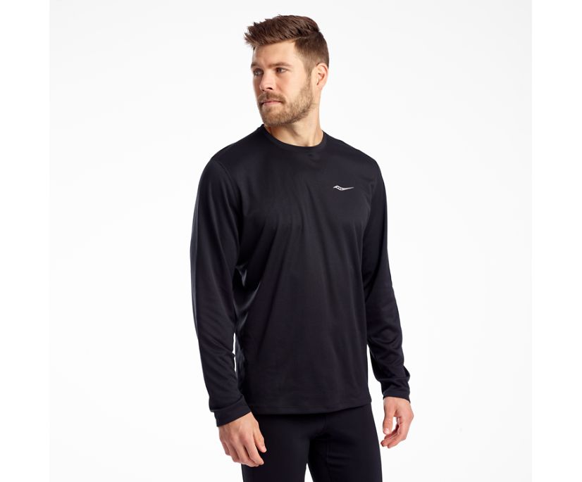 Men\'s Saucony Stopwatch Long Sleeve Black | UK-73095