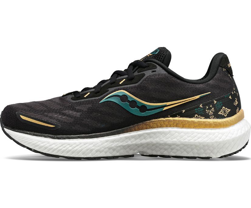 Men's Saucony Triumph 19 Tokyo Amulet Running Shoes Black Green | UK-52746