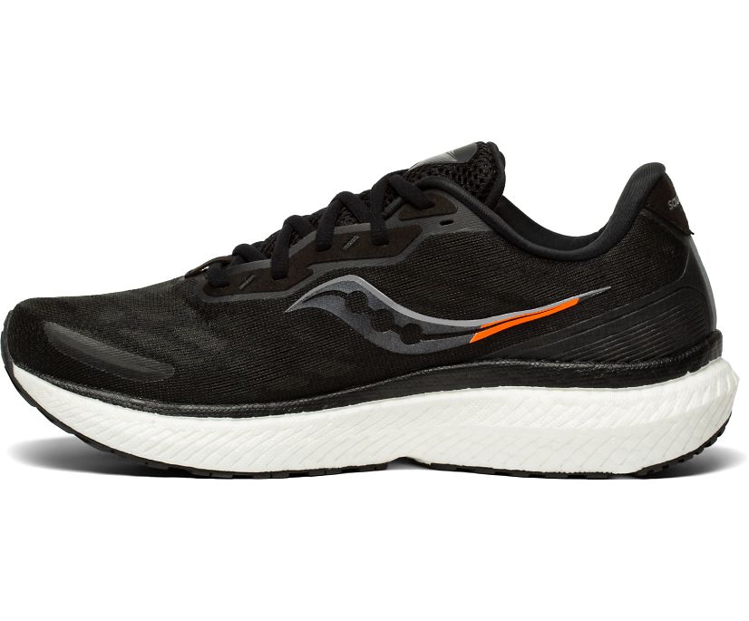 Men's Saucony Triumph 19 Walking Shoes Black White | UK-09263