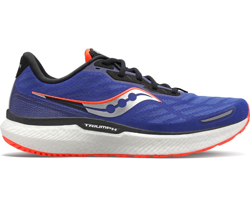 Men\'s Saucony Triumph 19 Walking Shoes Blue Red | UK-81739