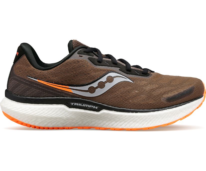 Men\'s Saucony Triumph 19 Walking Shoes Olive Orange | UK-48519