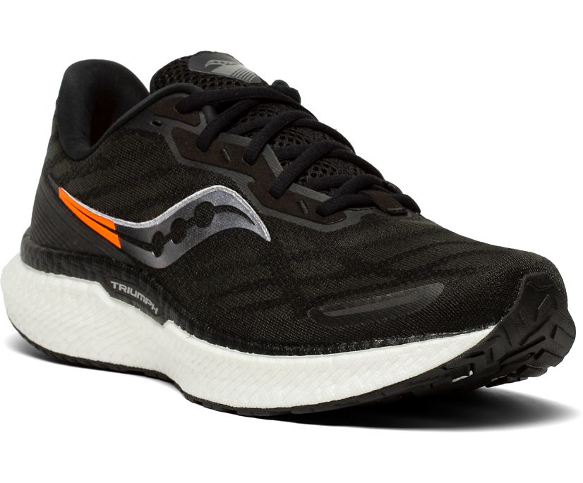 Men's Saucony Triumph 19 Wide Running Shoes Black White | UK-61975