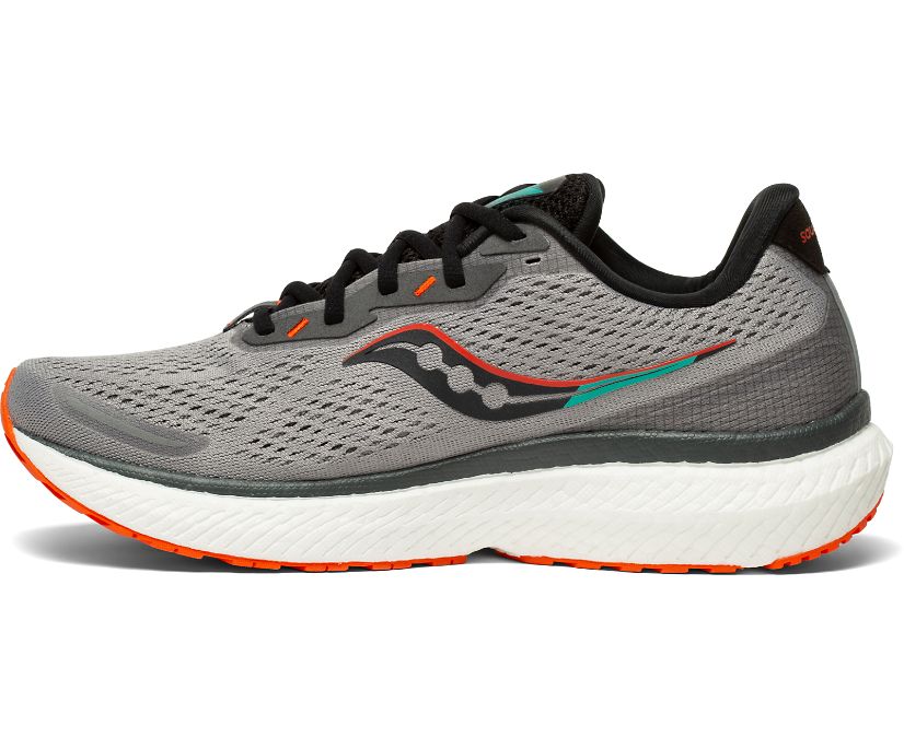 Men's Saucony Triumph 19 Wide Running Shoes Grey Orange | UK-91860