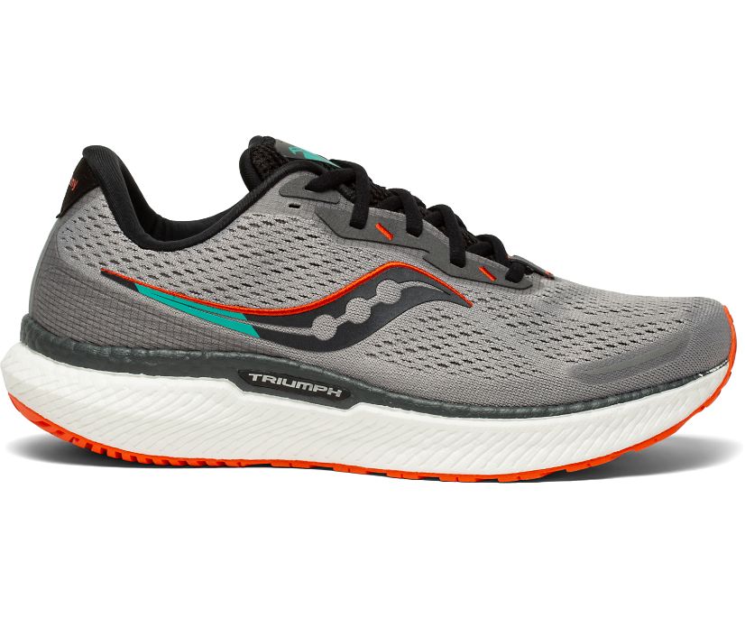 Men\'s Saucony Triumph 19 Wide Walking Shoes Grey Orange | UK-53718