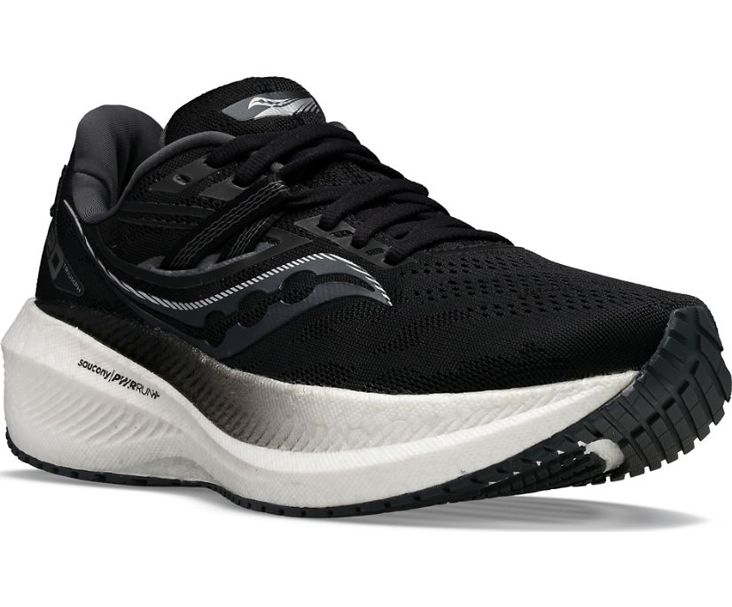 Men's Saucony Triumph 20 Walking Shoes Black White | UK-78401